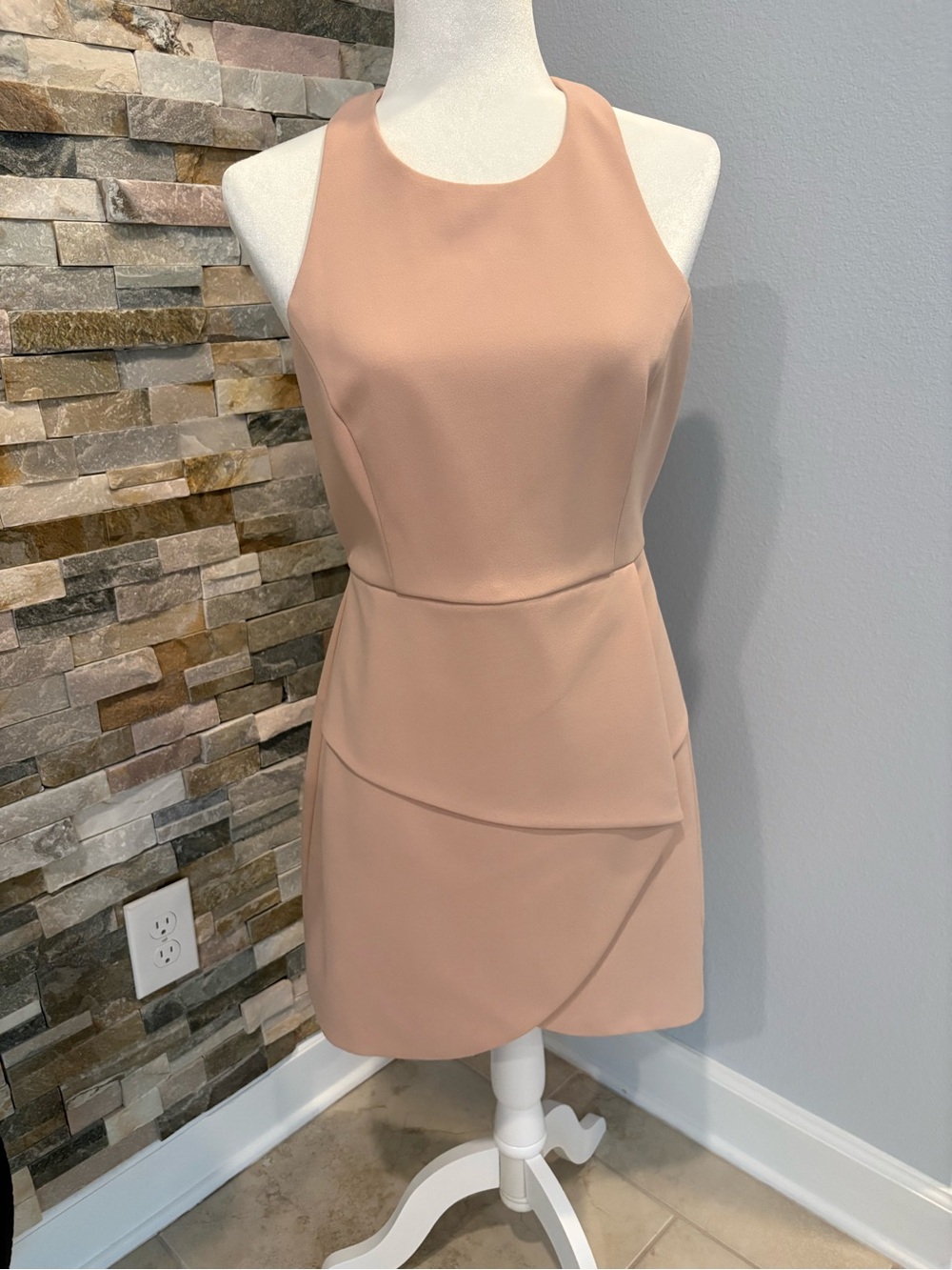 BCBGMaxAzria Blush Halter Layered short dress.
